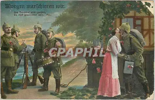 Cartes postales Morgen marschieren mir Die Trommel wird geruhrt