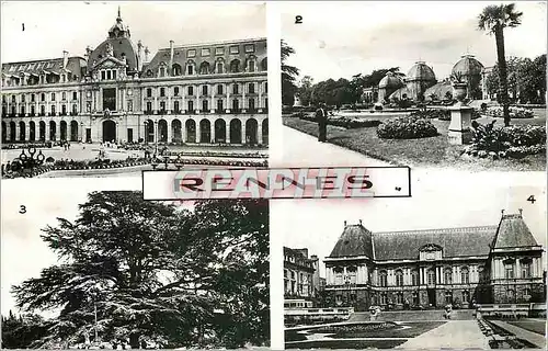 Cartes postales RENNES - Le Palais du commerce - Jardin Anglais du Thabor - Jardin du Thabor - Le Palais de Just