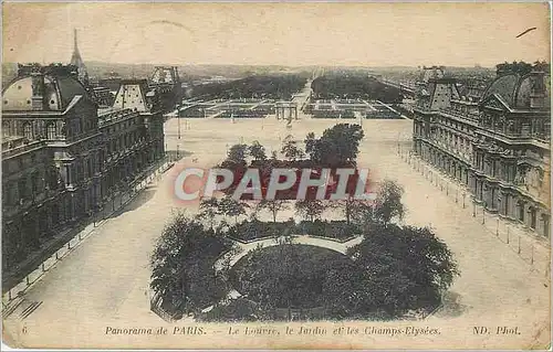 Ansichtskarte AK Panorama de Paris - Le Louvre le Jardin et les Champs-Elys�es