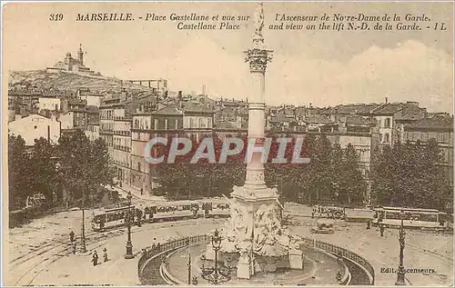 Ansichtskarte AK MARSEILLE  Place Castellane et vue sur l'Ascensseur de Notre-Dame de la Guarde