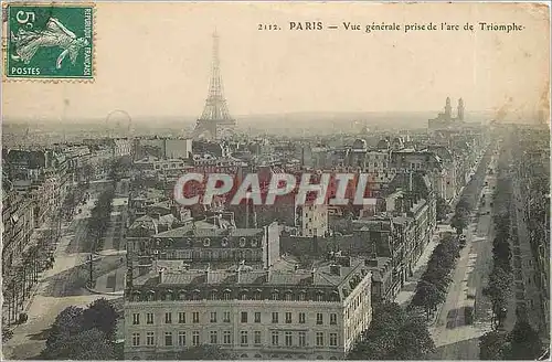 Cartes postales PARIS - Vue g�n�rale prise de l'Arc de Triomphe Tour Eiffel