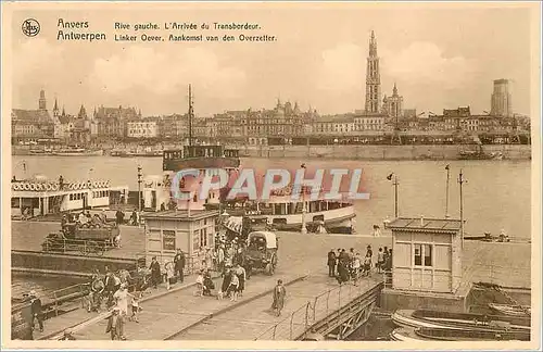 Cartes postales Anvers Rive gauche. L'Arriv�e du Transbordeur Bateau