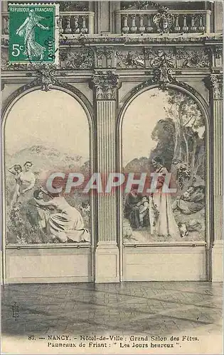 Ansichtskarte AK Nancy Hotel de Ville : Grand Salon des f�tes. Panneaux de Friant : Les jours heureux