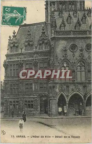 Cartes postales Arras - Hotel de Ville d�tail de la Fa�ade