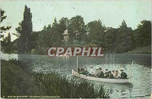 Cartes postales Bois de Boulogne Lac Inferieur la pointe Sud de l'Ile Bateau Barque