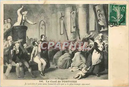 Cartes postales Le Cure de Pontoise je Vais dit il jeter mon bonnet a celle qui a le plus trompe son mari