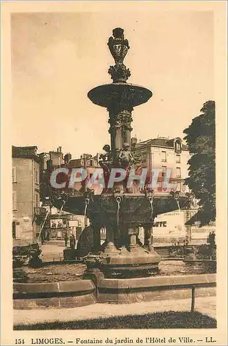 Cartes postales Limoges Fontaine du Jardin de l'Hotel de Ville