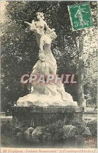 Cartes postales Perpignan Fontaine Monumentale le Printemps et Bacchus