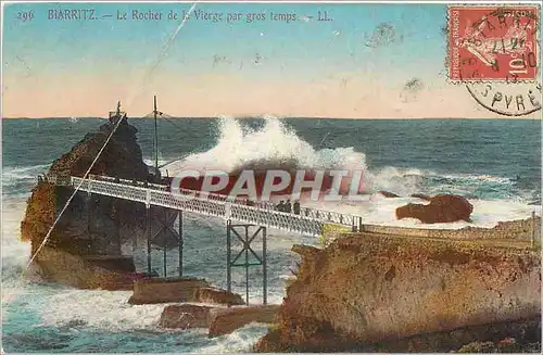Cartes postales Biarritz le Rocher de la Vierge par gros temps