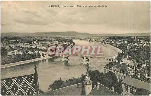 Ansichtskarte AK Basel Blick vom Munster rheinaufwarts