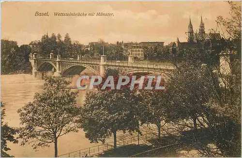 Cartes postales Basel Wettsteinbrucke mit Munster