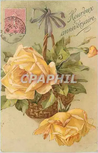 Ansichtskarte AK Heureux anniversaire Fleurs