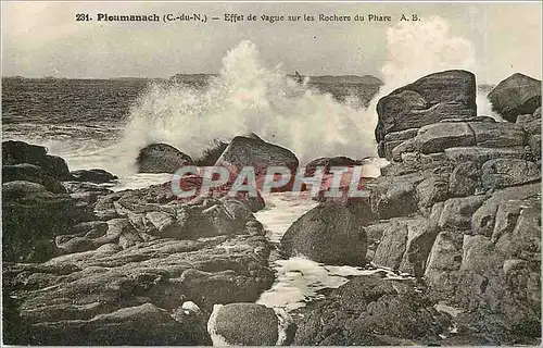 Cartes postales Ploumanach C du N Effet de Vague sur les rochers du Phare