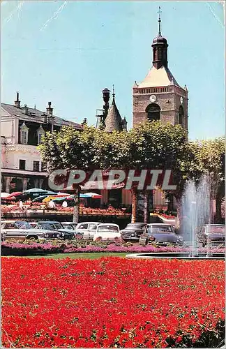 Cartes postales moderne Evian les Bains Hte Savoie les Parterres fleuris du Casino et l'eglise