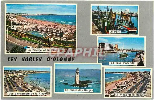 Cartes postales moderne Les Sables d'Olonne Vendee La piscine et la plage Le port Bateaux La tour d'Arundel Le phare des