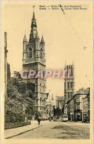 Cartes postales Gand Beffroi et Eglise Saint Bavan