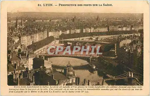 Cartes postales Lyon Perspective des Ponts sur la Saone
