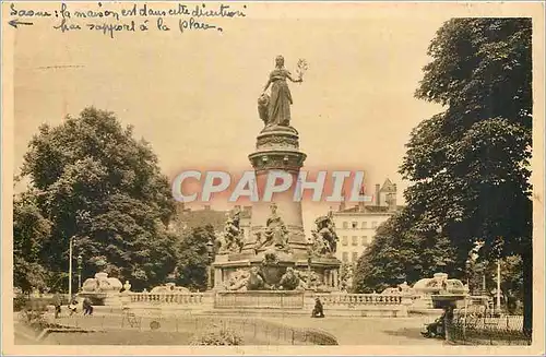 Ansichtskarte AK Lyon Rhone Statue de la Republique Place Carnot