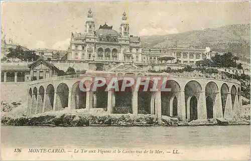Cartes postales Monte Carlo le tir aux Pigeons et le casino vus de la mer