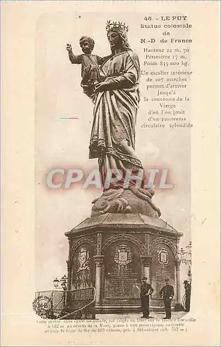 Cartes postales Le Puy statue colossale de N D de France