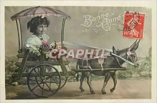 Cartes postales Bonne anne Enfant Ane Mule