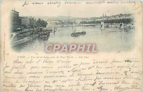 Cartes postales Lyon vue sur la Saone prise du Pont Tilsitt Carte 1900