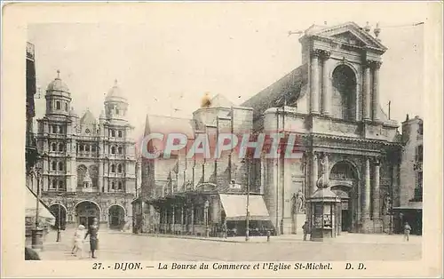 Ansichtskarte AK Dijon la Bourse du Commerce et l'Eglise St Michel