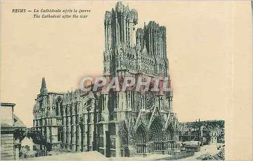 Ansichtskarte AK Reims la cathedrale apres la guerre