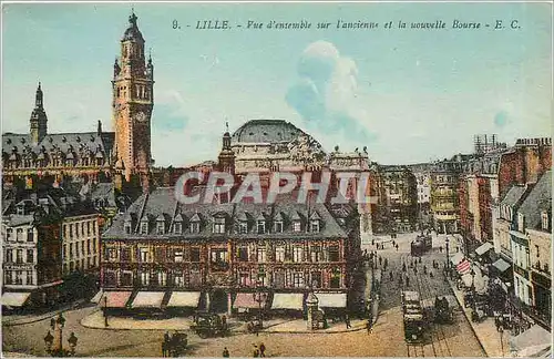 Ansichtskarte AK Lille vue d'ensemble sur l'ancienne et la nouvelle Bourse