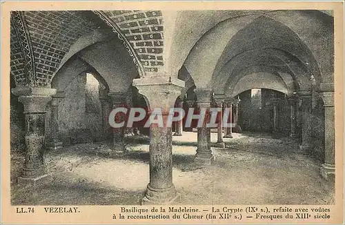 Cartes postales Vezelay Basilique de la Madeleine la Crypte IX s refaite avec voutes a la reconstruction du Choe