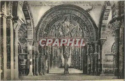 Cartes postales Vezelay Eglise de la madeleine le portail du Narthex