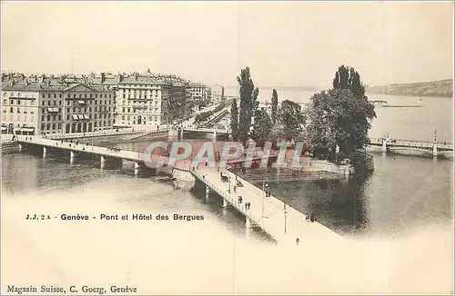 Cartes postales Geneve Pont et Hotel des Bergues