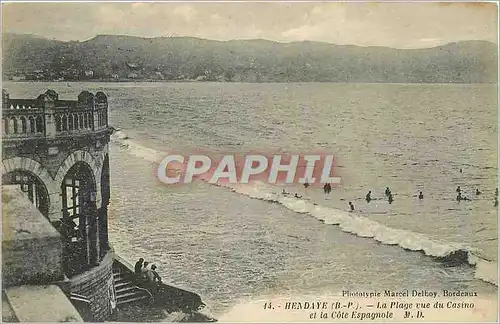 Ansichtskarte AK Hendaye B P la plage vue du casino et la cote Espagnole