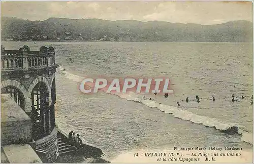 Cartes postales Hendaye B P la plage vue du casino et la cote Espagnole