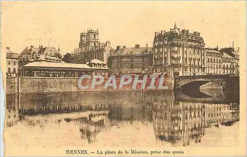 Cartes postales Rennes la place de la Mission prise des quais