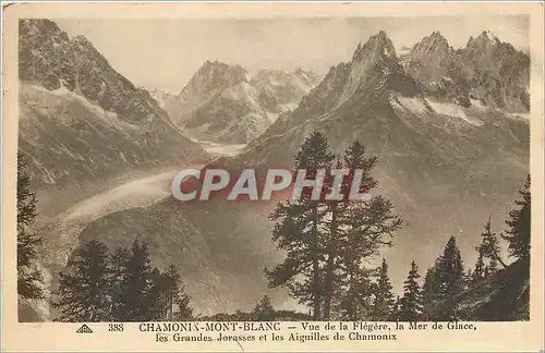 Cartes postales Chamonix Mont Blanc vue de la Flegere la mer de glace les grandes Jorasses et les Aiguilles de C