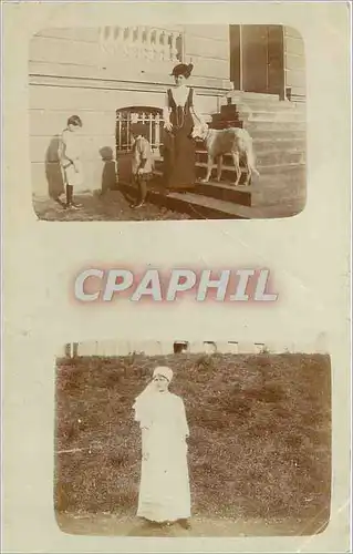 CARTE PHOTO Femme Chien Enfant