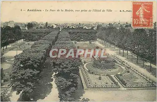 Cartes postales Asnieres le parc de la Mairie vue prise de l'hotel de Ville