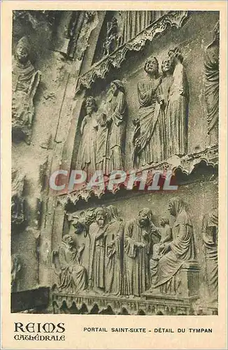 Ansichtskarte AK Reims Cathedrale portail Saint Sixte detail du Tympan