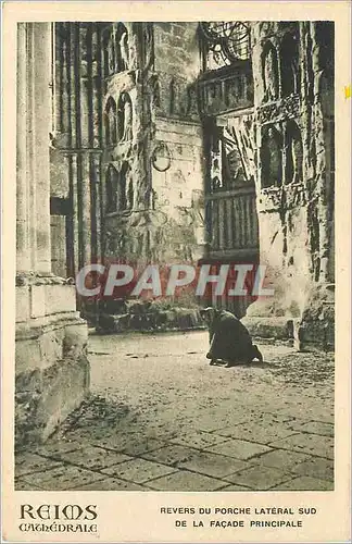 Cartes postales Reims Cathedrale revers du porche lateral sud de la facade principale