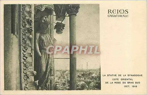 Ansichtskarte AK Reims Cathedrale la statue de la Syagogue cote oriental de la rose du bras sud