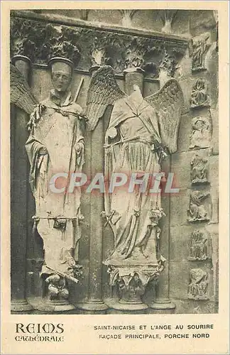 Ansichtskarte AK Reims cathedrale Saint Nicaise et l'Ange au Sourire Facade principale Porche Nord