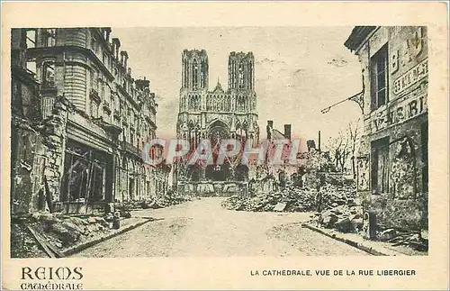 Cartes postales Reims cathedrale la Cathedrale Vue de la Rue Libergier