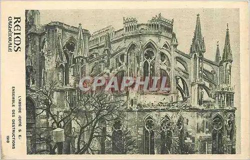 Cartes postales Reims cathedrale l'Abside Cote S E Ensemble des Destructions 1918