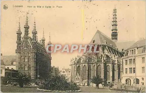 Cartes postales Louvain Hotel de Ville et Eglise St Pierre