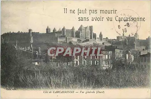 Ansichtskarte AK Cite de Carcassonne Vue generale Ouest