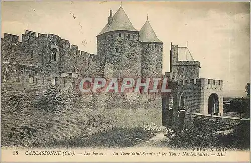 Cartes postales Carcassonne Cite Les FOsses La Tour Saint Sernin et les Tours Narbonnaises
