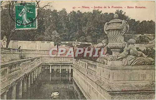 Cartes postales Nimes Jardins de la Fontaine Bains Romains