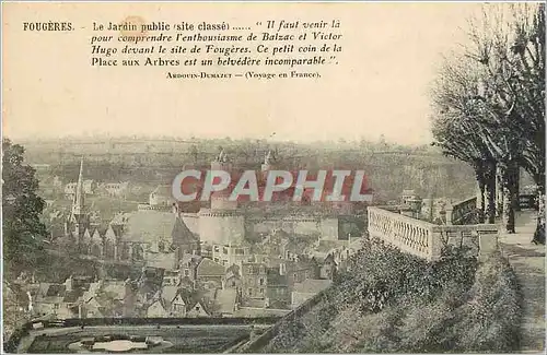 Cartes postales Fougeres Le Jardin public site classe