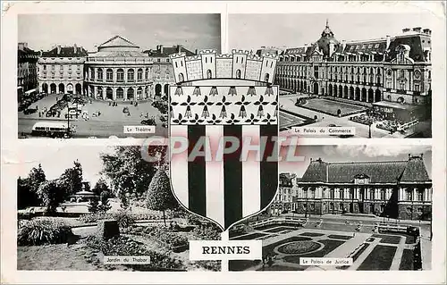 Cartes postales moderne Rennes Le theatre Le palais du commerce Jardin du Thabor Le palais de justice